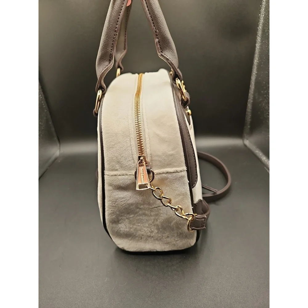JUICY COUTURE Heritage Bowler Bag Velour Powder Blush Light Pink Y2K NWOT 02